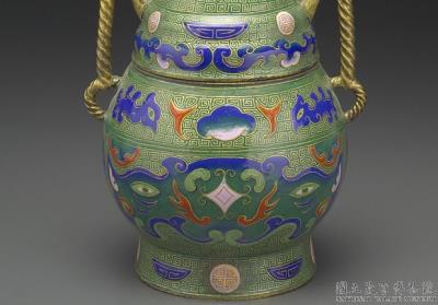 图片[2]-Painted enamel Yu vessel with loop handle, Qing dynasty, Qianlong reign (1736-1795)-China Archive